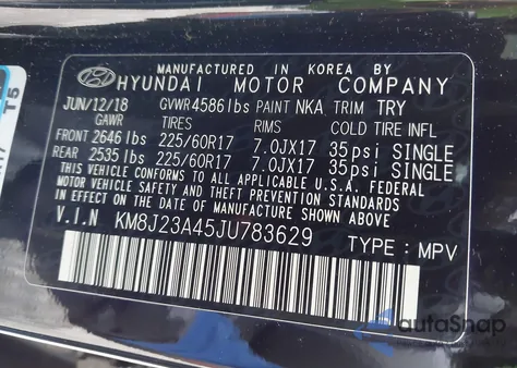 2018 Hyundai Tucson Se из США, поврежденный, VIN KM8J23A45JU783629